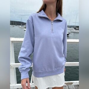 Brandy Melville  Light Misty Blue Quarter Zip-Up Sweater